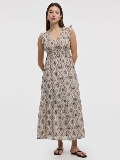 Sleeveless Maxi Dress with Smocked Top