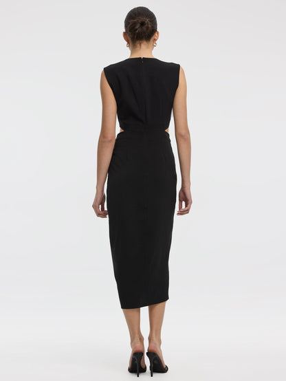 Sleeveless Fitted Maxi Dress with Cut-Out Details