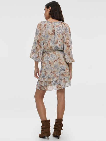 Long-Sleeve V-Neck Mini Dress