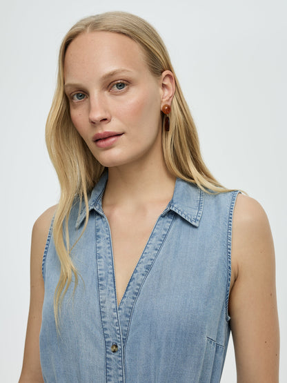 Sleeveless Buttoned-Down Midi Dress